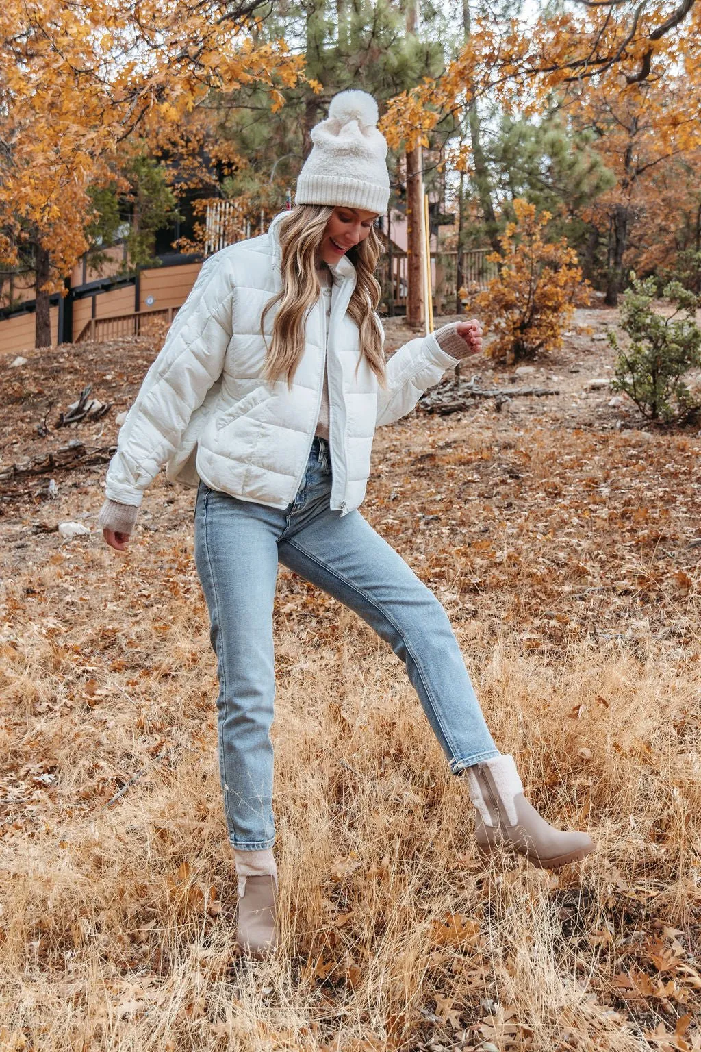 White Zip Up Puffer Jacket - FINAL SALE
