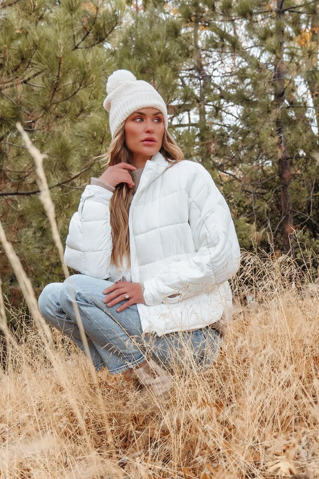 White Zip Up Puffer Jacket - FINAL SALE