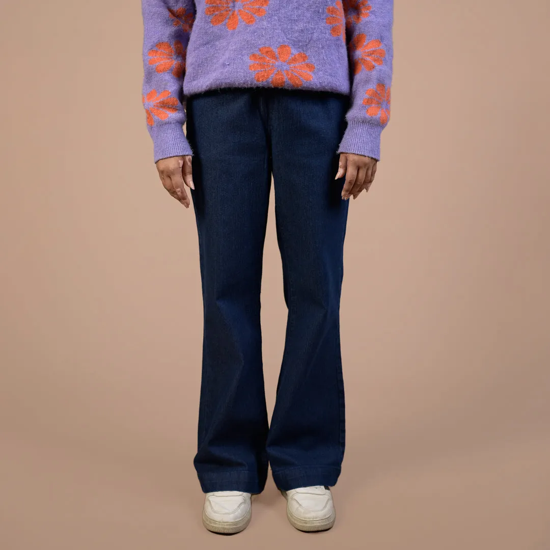 Wide Leg Power Stretch | Denim Trouser For Women