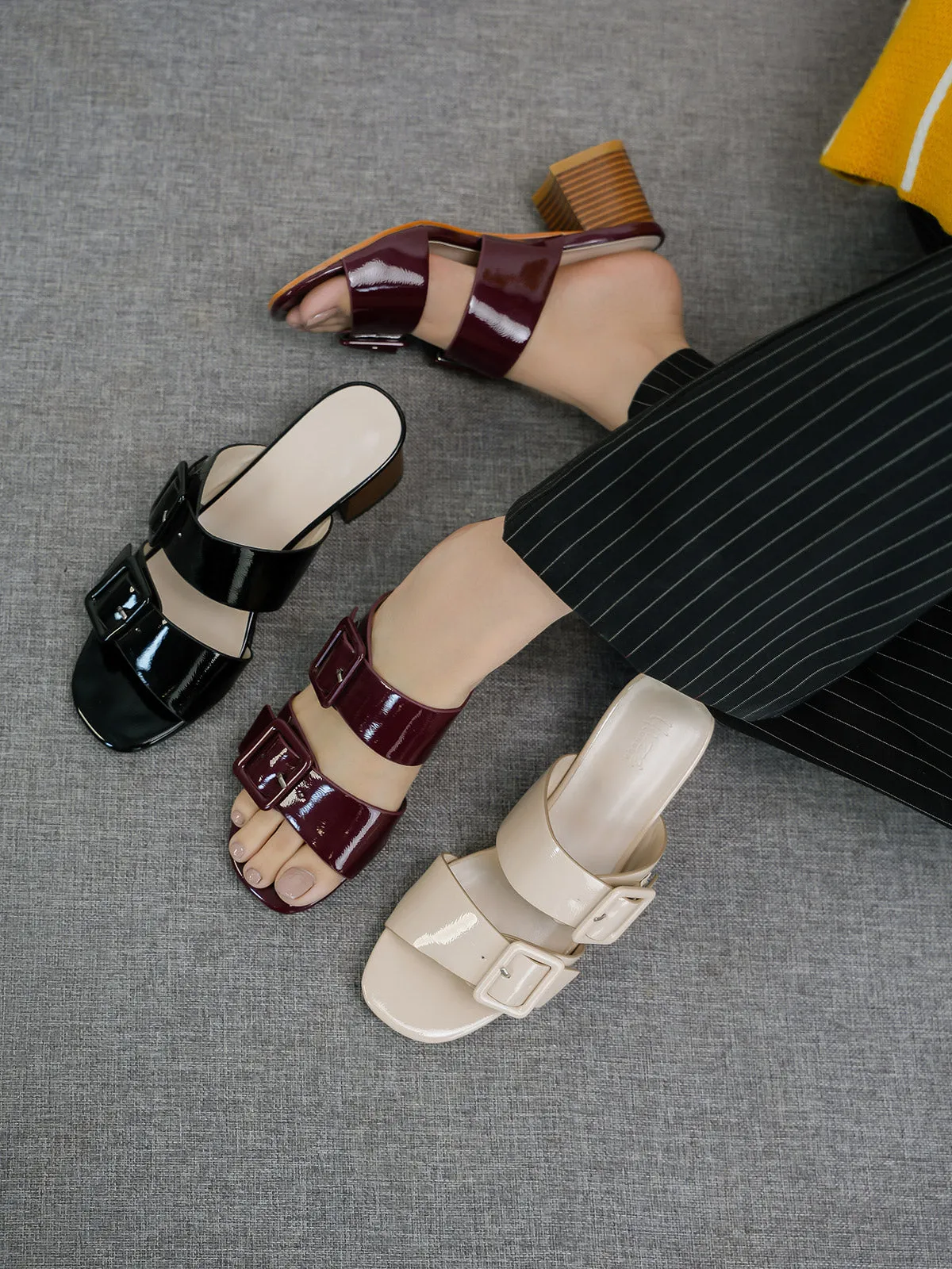 Womens "YINSHI" Adorned Block Sandals
